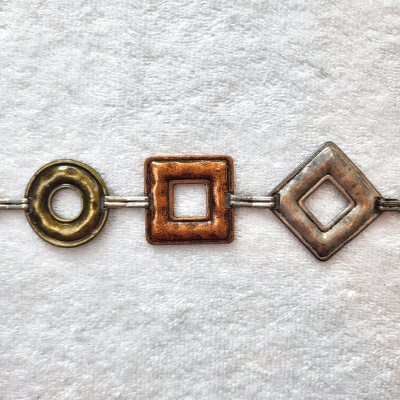 Women's Adjustable Abstract Shape Mixed Metal Dangle Chain Belt - Size M/L - Picture 3 of 4